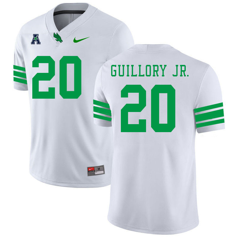 #20 Alphie Guillory Jr. North Texas Mean Green College Football Jerseys Stitched-White